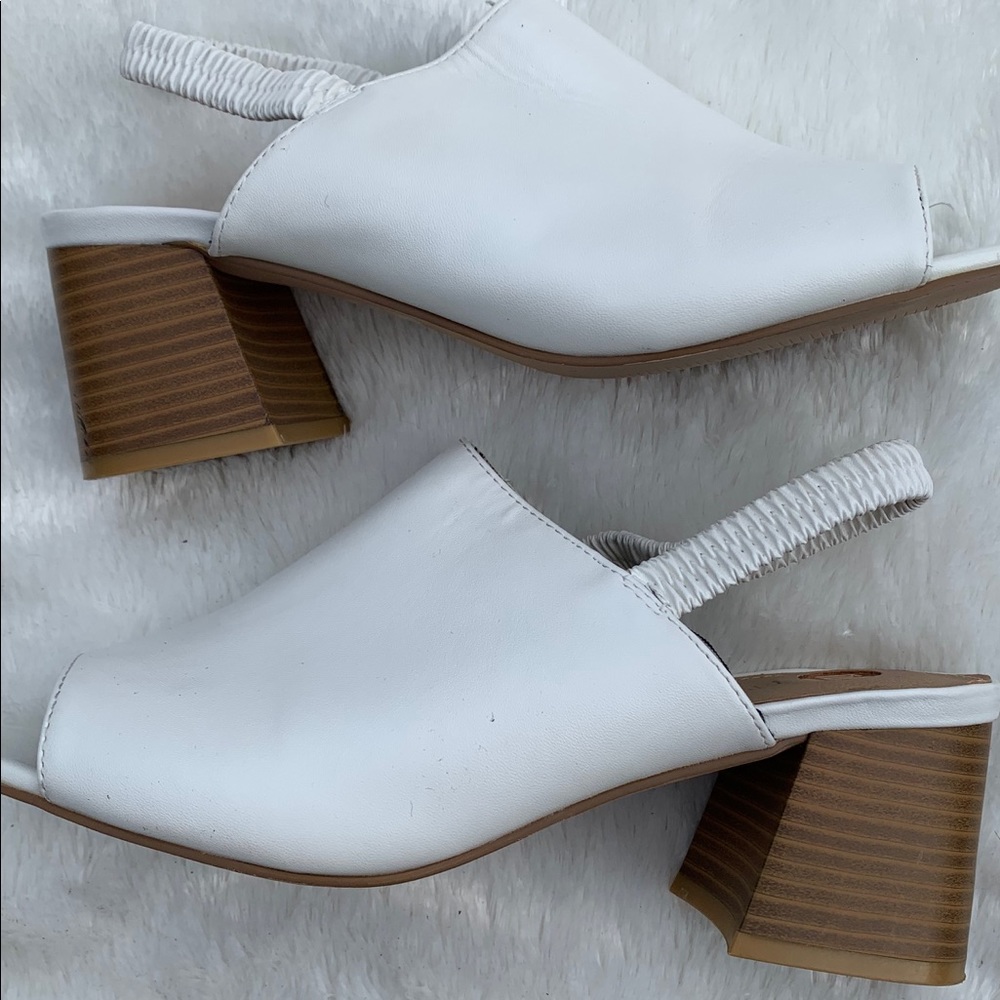 River Island White Sling Back Block Heel M…